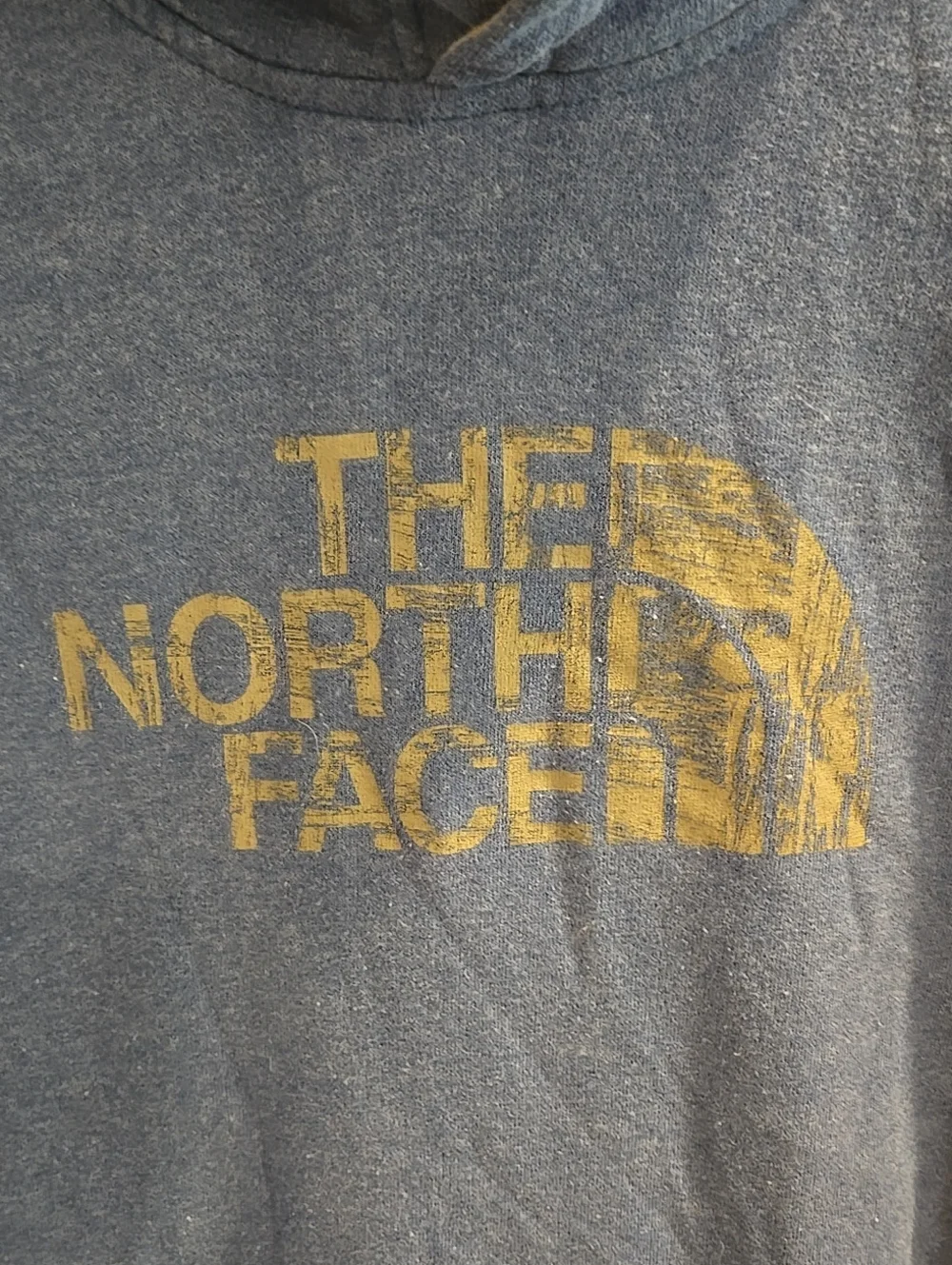 The North Face MED. Mens Unisex Blue Pullover Hoodie Half Done Graphic Top